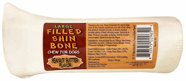 3-4 Inch Peanut Butter Stuffed White Shin Bone with UPC
