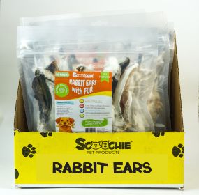10 Pack Rabbit Ears with Fur - in peggable bag with color sticker Large PDQ of 6