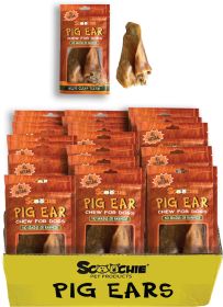 Irradiated  Pig Ear Full Printed Peggable Bag Large PDQ of 36