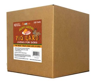 Bacon & Cheddar Loaded Pig Ears 100 Bulk Per Box