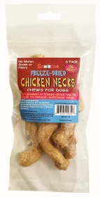 6 Pack Freeze Dried Chicken Necks in zip lock bag with UPC
