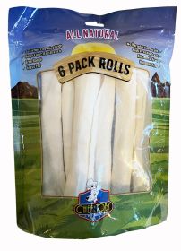 6 Pack Rawhide Rolls 10 Inch In A Printed Zip Lock, Peggable Full Color Bag With Window
