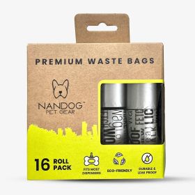 Poop Bags | 16 Rolls | Gray Words