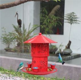 Hanging Hummingbird Feeder; 3 Feeder Ports for Birds
