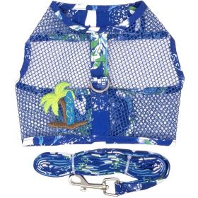 Cool Mesh Dog Harness with Leash - Surfboard Blue and Green