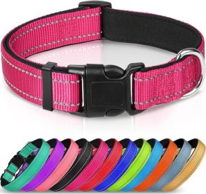 Adjustable Reflective Nylon Webbing Dog Collar (Option: Rose Red-XS)