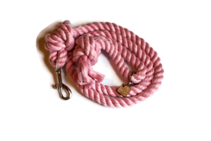 Knotted Rope Dog Leash (Color: Light Pink, size: 5 ft)