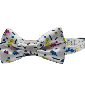 Cutie Ties Dog Bow Tie (Color: Dino Doggy White, size: One Size)