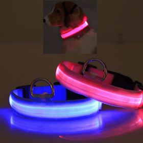 LED PET Safety Halo Style Collar (Color: Blue, size: medium)