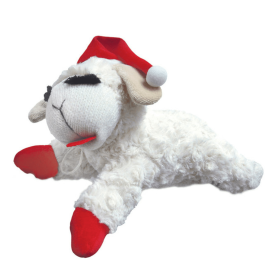 Multipet Holiday Lambchop with Santa Hat (size: 6 in)