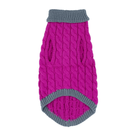 Mr. Peanut's Knitted Acrylic Dog Sweaters (Color: Royal Rosa With Gray Fringe, size: small)