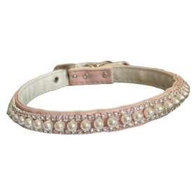 Pretty in Pink Pearl and Rhinestone Collar (Color: Pink, size: 12)