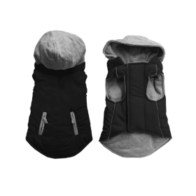 Reversible Hooded Coat (Color: Black, size: X Large)