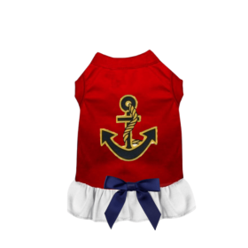 Sailor Girl Dog Dress (Color: Red, size: X Large)