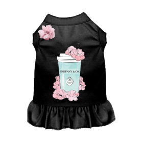 Sniffany and Coffee Dog Dress (Color: Black, size: large)