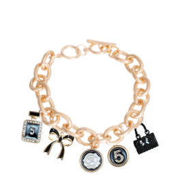 Bags & Bows Charm Necklace (Color: Black, size: X Large)