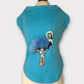 Beaded Fur and Rhinestone Flamingo- Dog Shirt (size: X Large)