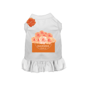 Hairmes Flowers Dog Dress (Color: White, size: small)