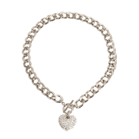 Heart Toggle Necklace (Color: Silver)