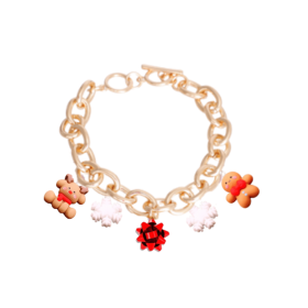 Holiday Charm Dog Necklace (Color: Gold, size: 14")