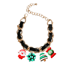 Holiday Charm Dog Necklace (Color: Black, size: 10")