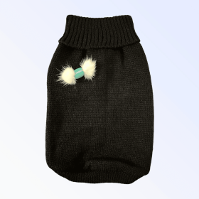 Knit Macaroon PomPom Dog Sweater (Color: Black, size: X Small)