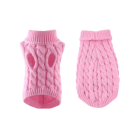 Knit Turtleneck Dog Sweater (Color: Pink, size: large)