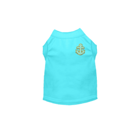 Chenille Embroidered Anchor Dog Shirt (Color: Blue, size: medium)