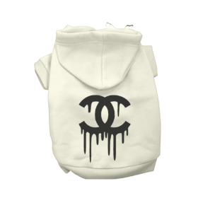 Chewnel Drippy Dog Hoodies (Color: Cream, size: medium)