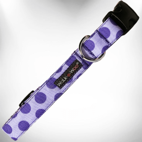Polka Dot Dog - Monotone Collars (Color: Purple, size: L 1" width fits 14-25" neck)