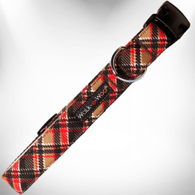 Plaid Dog Collars (Color: Gatsby, size: XL 1.5" wide fits 18-28" neck)