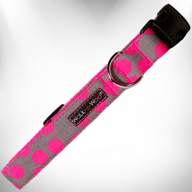 Polka Dot Dog - Neon Collars (Color: Pink Dot on Grey, size: M 1" width fits 12-18" neck)