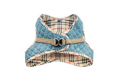 Step-In Denim Harness (Color: Denim & Beige Plaid, size: small)