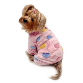 Ultra Plush Colorful Hearts Turtleneck Pajamas (Color: Pink, size: M)