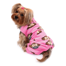 Silly Monkey Front Sleeveless Fleec Pajamas (Color: Pink, size: XS)