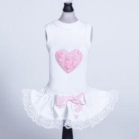 Laced Puff Heart Dress (Color: Pink, size: small)