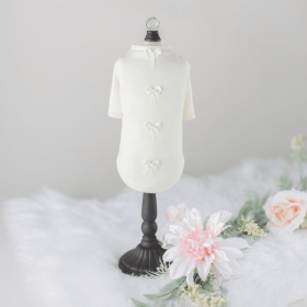 Dainty Bow Tee (Color: Ivory, size: small)