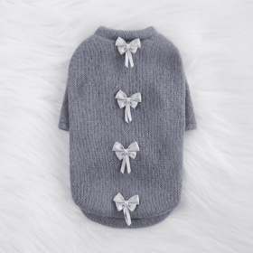 Dainty Bow Sweater (Color: Pewter, size: medium)