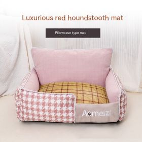 Removable And Washable Pet Bed Four Seasons Universal (Option: Red-With Mat Cover-L)