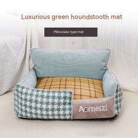 Removable And Washable Pet Bed Four Seasons Universal (Option: Green-With Mat Cover-L)