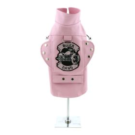 Biker Dawg Motorcycle Dog Jacket - Pink (size: large)