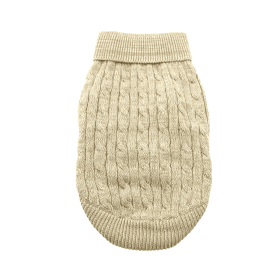 Combed Cotton Cable Knit Dog Sweater - Oatmeal (size: 2X-Large)