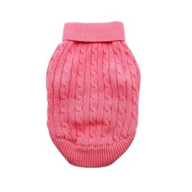 Combed Cotton Cable Knit Dog Sweater - Candy Pink (size: 3X-Large)