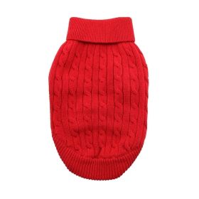 Combed Cotton Cable Knit Dog Sweater - Fiery Red (size: 3X-Large)
