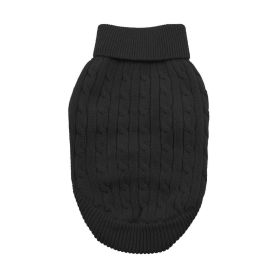 Combed Cotton Cable Knit Dog Sweater - Jet Black (size: X-Large)