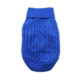 Combed Cotton Cable Knit Dog Sweater - Riverside Blue (size: 2X-Large)