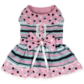 Dots & Stripes Harness Dress - Pink & Teal (size: large)