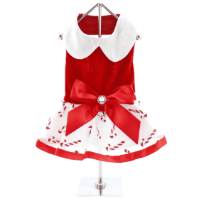 Holiday Dog Harness Dress - Candy Canes (size: large)