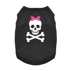 Pirate Skull with Pink Bow Dog Shirt - Jet Black (size: 3X-Large)