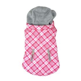 Weekender Dog Sweatshirt Hoodie - Pink & White Plaid (size: X-Large)